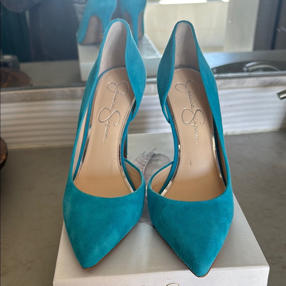 SOLD!! Jessica Simpson Teal D’Orsay Pumps